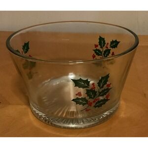 Vintage Indiana‎ Glass Holly & Berries Serving Bowl